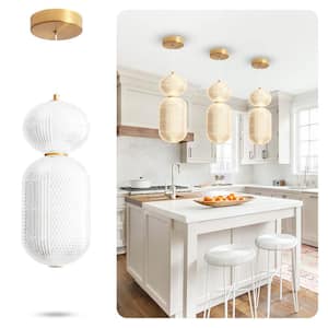 2 light 21W 3000K Dimmable Integrated LED Gold Chandelier Height and Brightness are Adjustable for Dining Room Kitchen