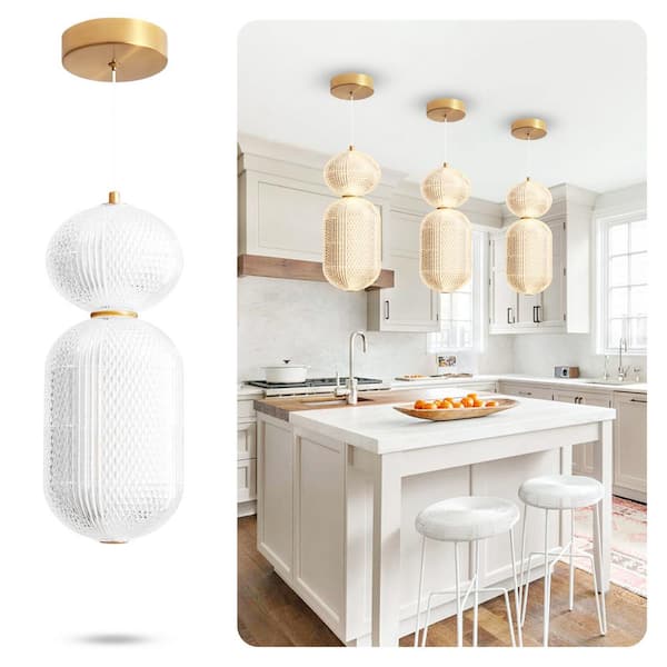 Deyidn 2 light 21W 3000K Dimmable Integrated LED Gold Chandelier Height and Brightness are Adjustable for Dining Room Kitchen