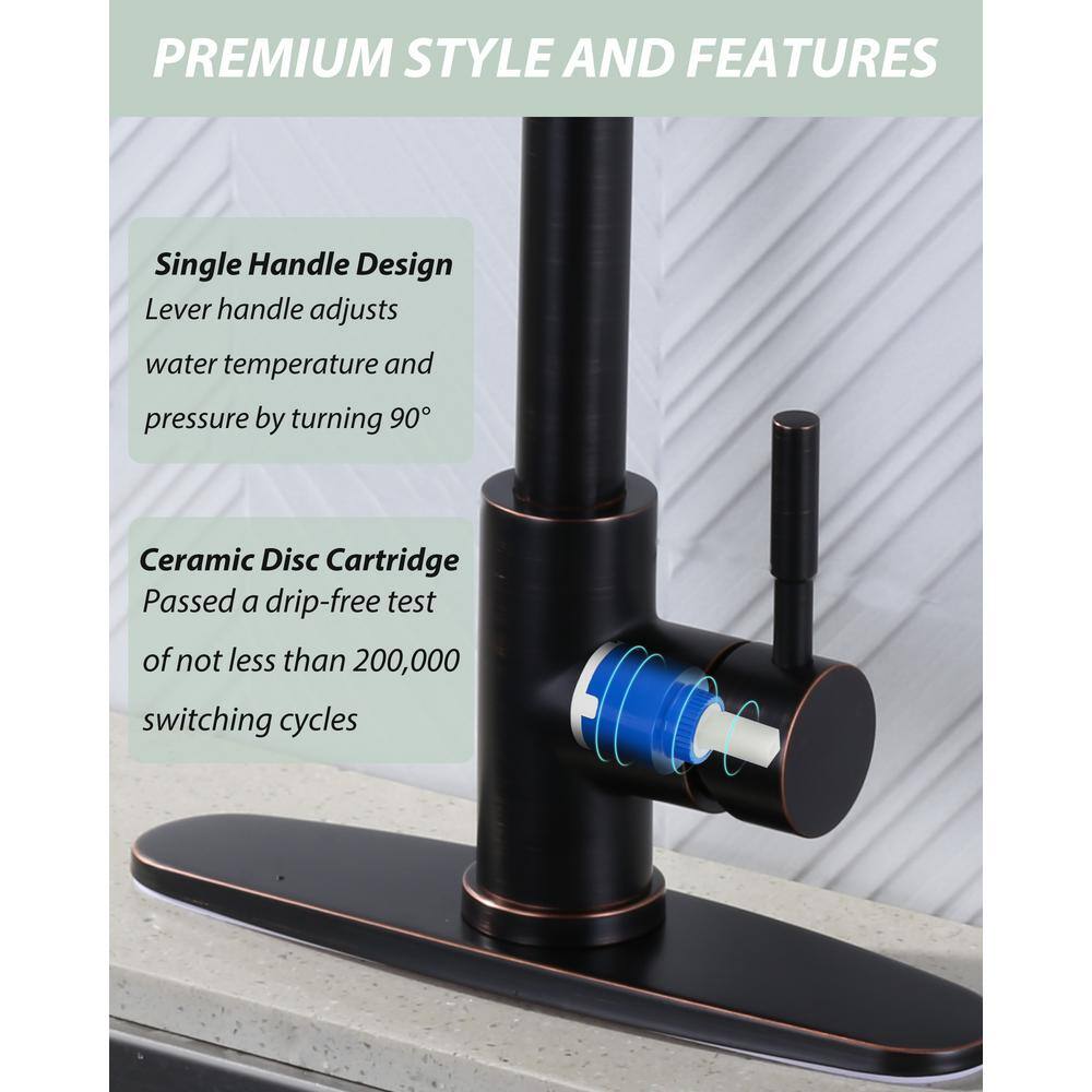 Oil Rubbed Bronze Single Handle Pull Down Kitchen Faucet with 360° Swivel