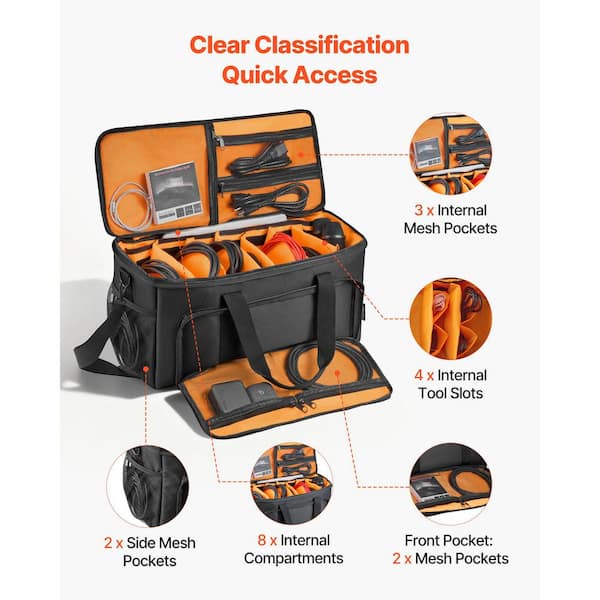 VEVOR 1680D Rolling DJ Cable Bag, Padded File Gig Bag with 6