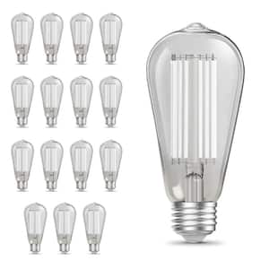 60-Watt Equivalent ST19 Dimmable White Filament Clear Glass E26 Vintage Edison LED Light Bulb, Daylight 5000K (16-Pack)
