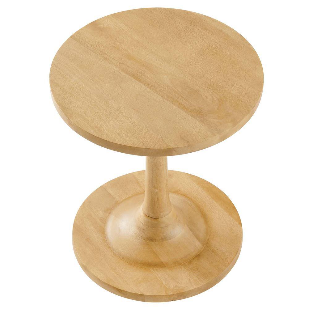 Lina 18" Round Oak Wood Pedestal Side Table
