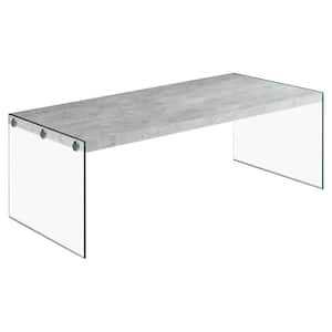 Jasmine 16.25 in. x 22 in. Clear Gray Cement Tempered Glass Coffee Table