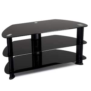 Laguna 40 in. Satin Black Metal TV Stand Fits TVs Up to 50 in. with Cable Management