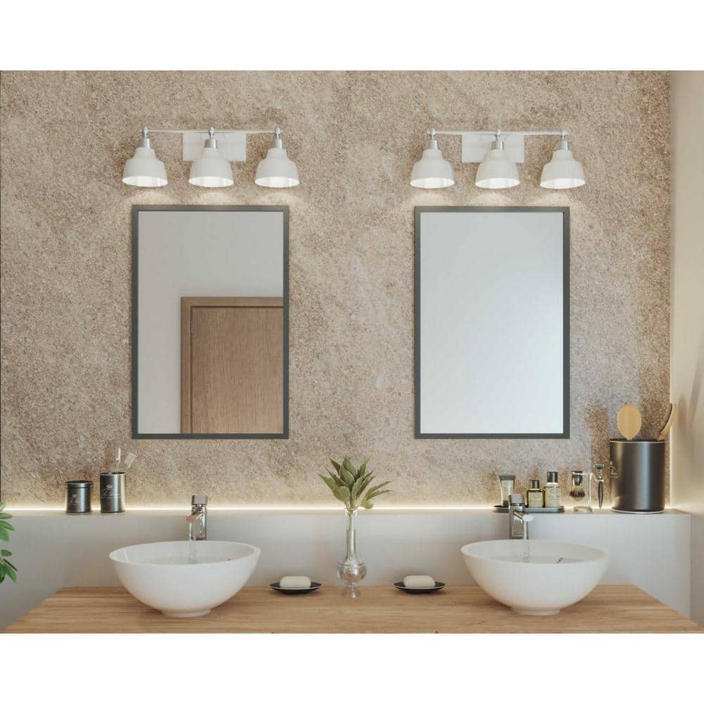 Bramlett Collection 3-Light Polished Chrome White Metal Shade Coastal Bath Vanity Light price history on PriceWatchPro