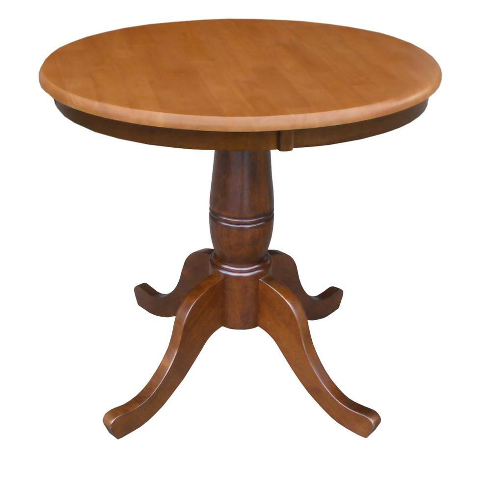 Cinnamon Espresso 30" Round Wood Farmhouse Dining Table