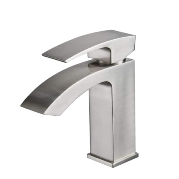 Lukvuzo Geometric Aluminum Alloy Sinlge Hole Single Handle Bathroom Faucet in Brushed Nickel