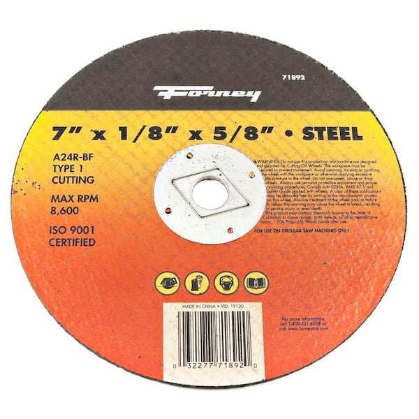 Forney 7 In. X 1 8 In. X 5 8 In. Metal Type 1 A24r-bf Cut-off Wheel 