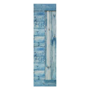 L Series 24 in. x 84 in. Worn Navy Finished Solid Wood Barn Door Slab - Hardware Kit Not Included