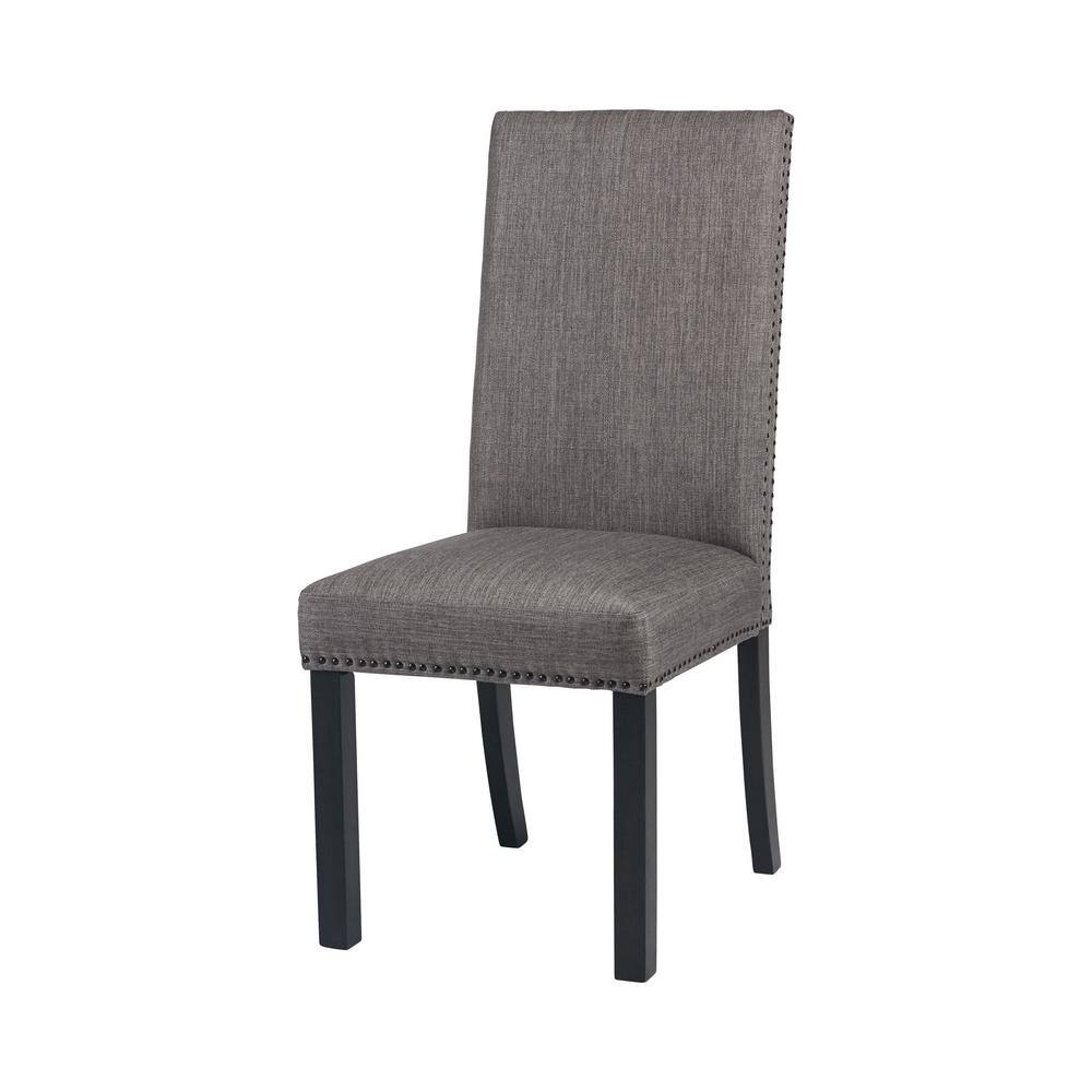 Charcoal Upholstered Parsons Side Chair with Wood Frame