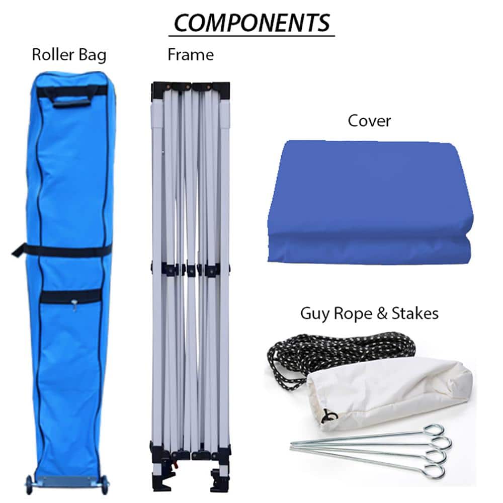King Canopy 10ft x 20ft Blue Polyester Pop-Up Tent with White Aluminum Frame