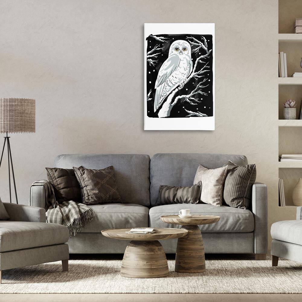 Forest Owl and Calm Snowfall by Hannah Moren Unframed Animal Graphic Art Print 36 in. x 24 in. price history on PriceWatchPro