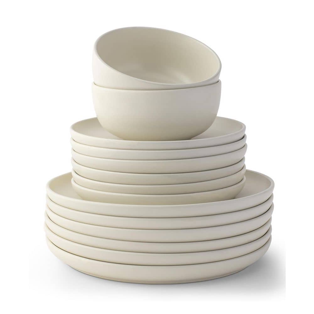 Matte Linen Ceramic 18-Piece Dinnerware Set for 6