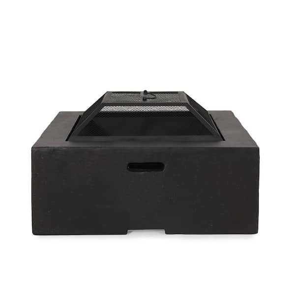 Zeus & Ruta 29 in. Dark Gray Square Outdoor Fire Pit Table for Outside Patio