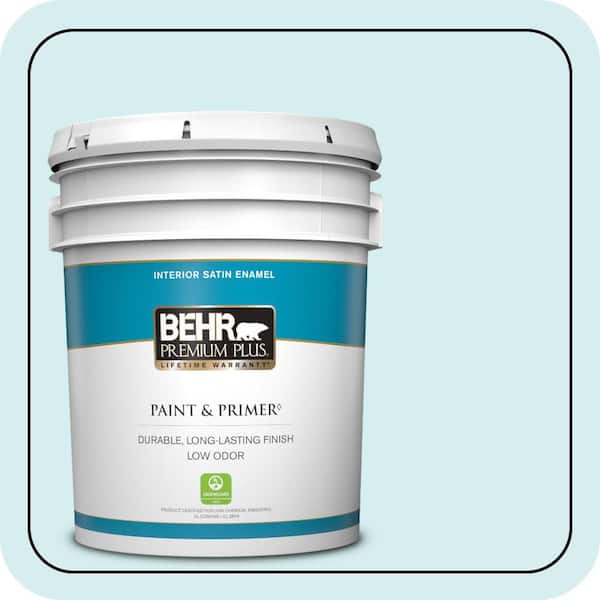 BEHR PREMIUM PLUS 5 gal. #520A-1 Lakeside Mist Satin Enamel Low Odor Interior Paint & Primer