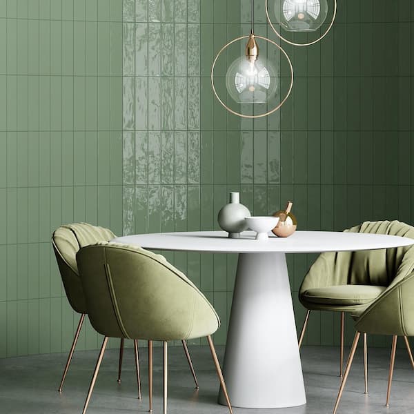 Zarati Jade Green 11.81 in. x 2.95 in. Polished Ceramic Tile Sample