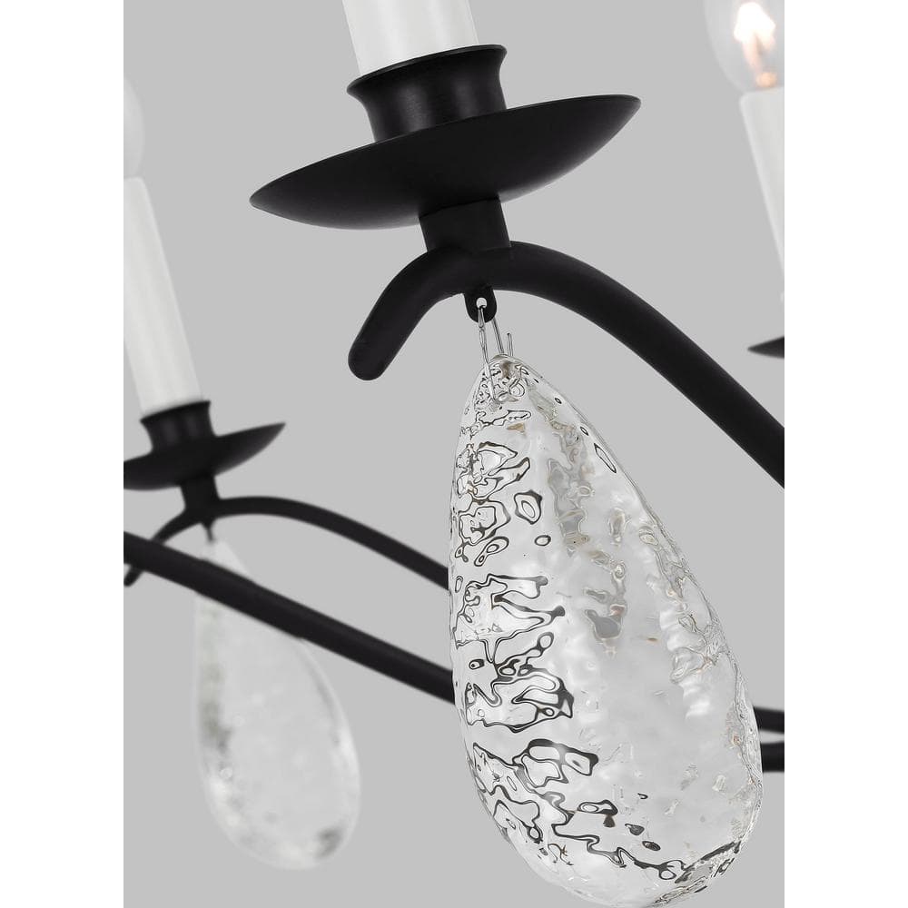 Aged Iron 8-Light Candle Style Chandelier with Crystal Drops
