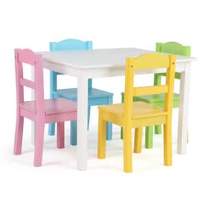 Pastel 5-Piece Kids Table and Chair Set