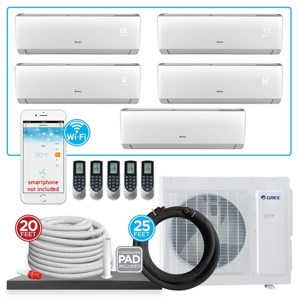 Ultra Series 5 Zone 39,600 BTU 3.5 Ton Wi-Fi Ductless Mini Split Air Condit