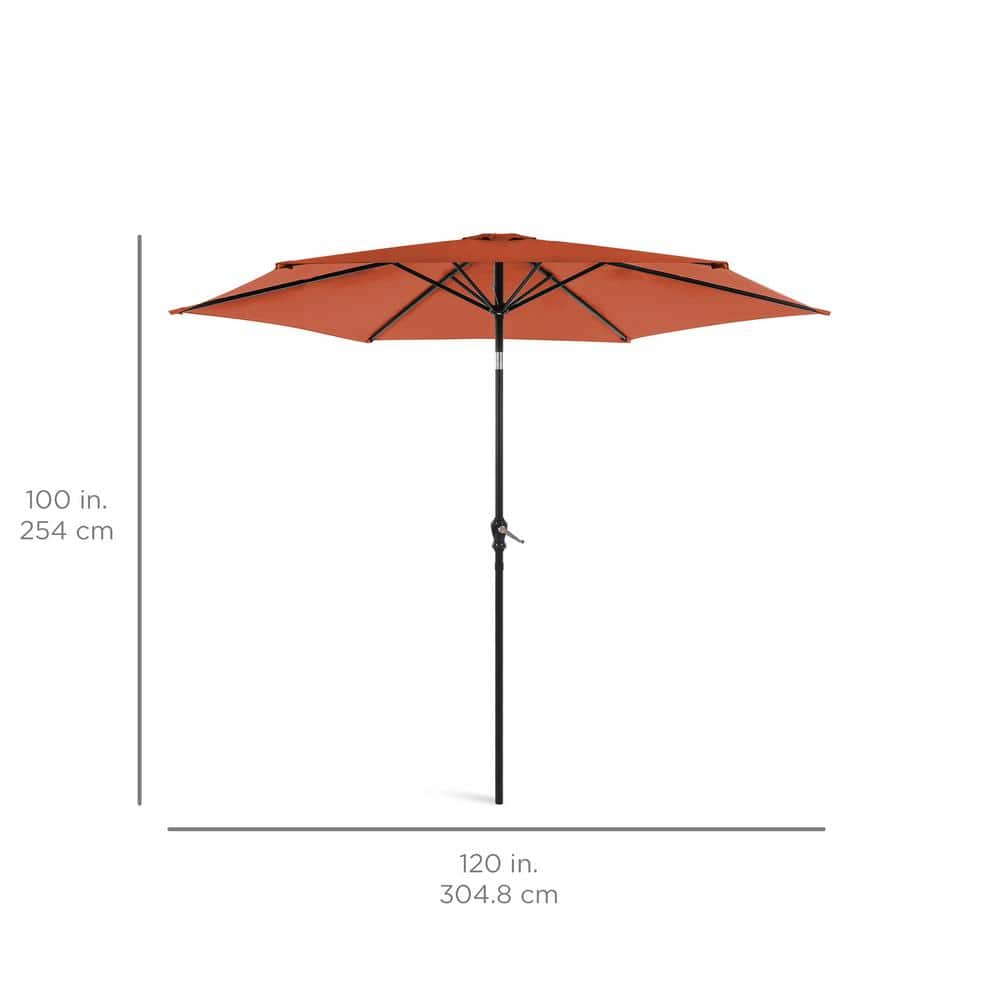 10ft Rust Hexagon Outdoor Steel Patio Umbrella with Crank