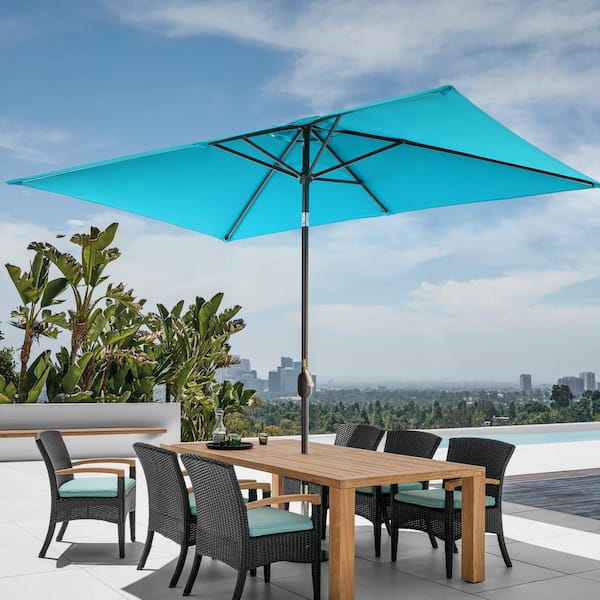 Sonkuki Enhance Your Outdoor Oasis with Lake Blue 6x9 ft. Rectangular Patio Umbrella - Stylish, Durable, and Sun-Protective
