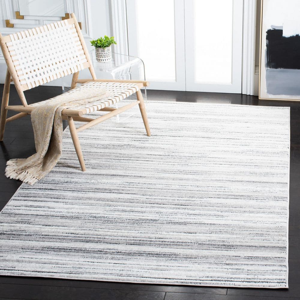 SAFAVIEH Skyler 4 ft. x 6 ft. Ivory/Gray Striped Marle Area Rug SKY121F ...
