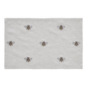 Embroidered Bee 12 in. W x 18 in. L Creme Yellow Grey Cotton Linen Placemat Set of 6