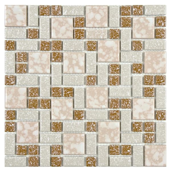 Merola Tile University Beige 11-3/4 in. x 11-3/4 in. Porcelain Mosaic Tile (9.8 sq. ft./Case)