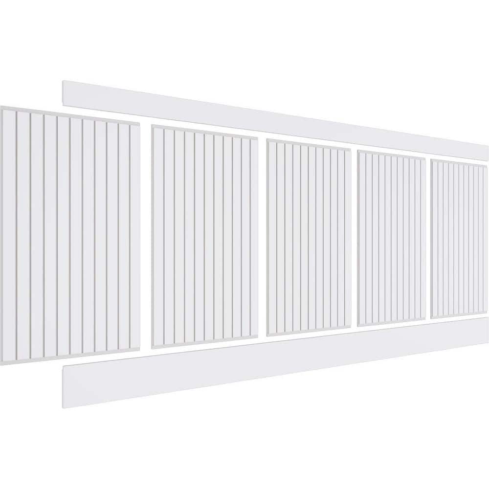 40" x 94.5" White PVC Slat Wall Wainscot Paneling Kit
