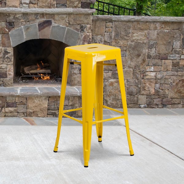 30 in. Yellow Metal Bar Stool