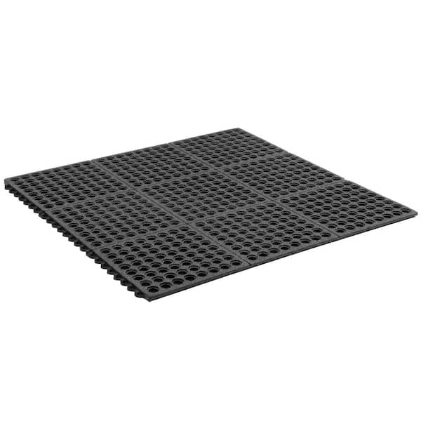 Performa Tuff Grit Black 3 ft. x 3 ft. Rubber Anti-Fatigue Indoor Commercial Floor Mat
