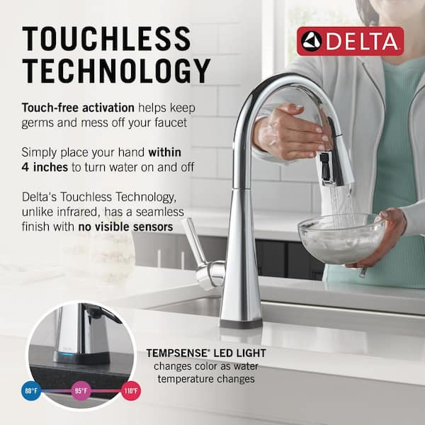 Lenta Touch/Touchless Chrome 16.75 in. H Pull Down Sprayer Kitchen Faucet with 360° Spout Swivel