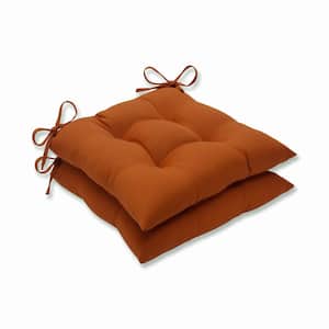 Solid 19 in. x 18.5 in. Outdoor Dining Chair Cushion in Orange (Set of 2)