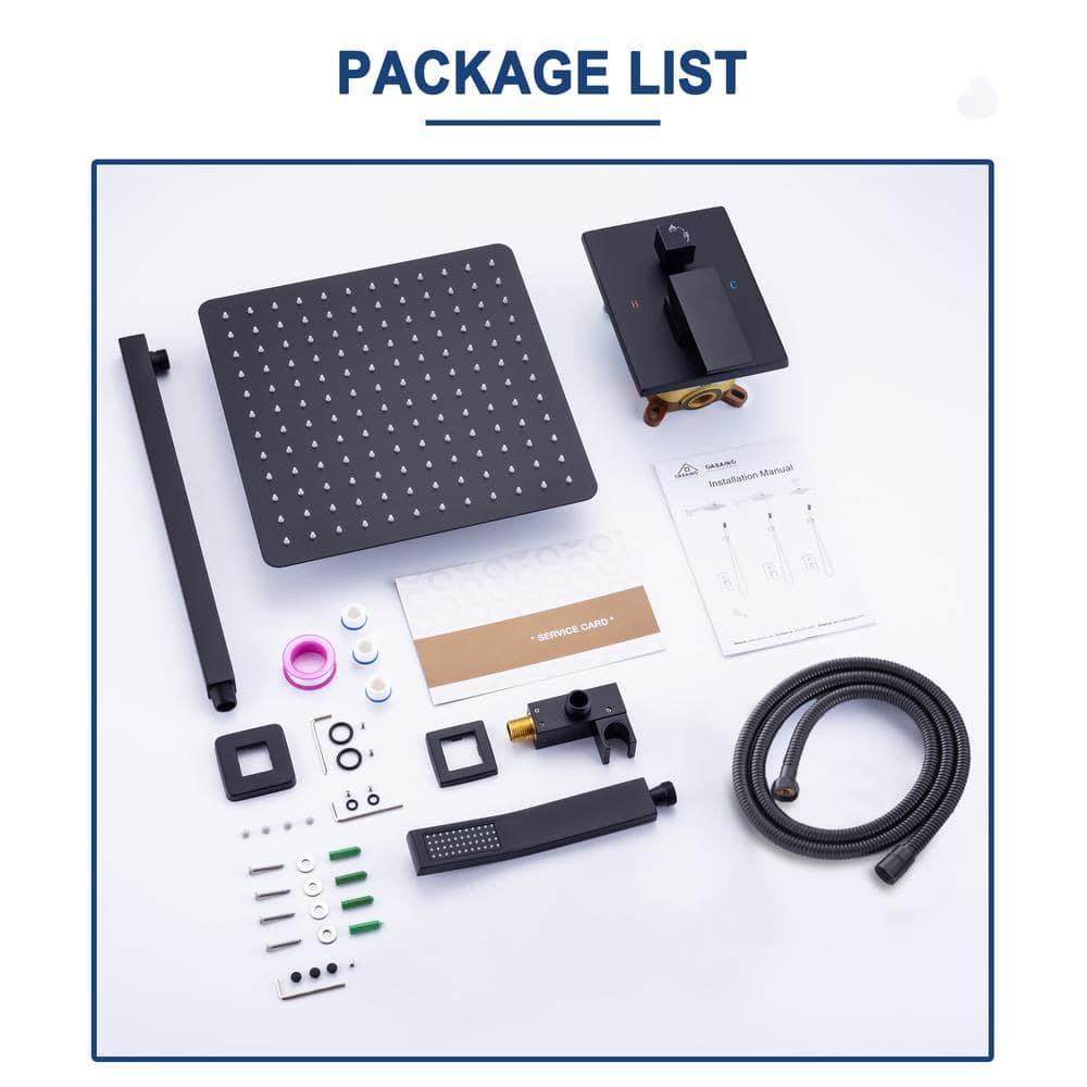 Matte Black Dual Function Square Rain Shower System