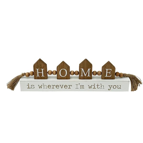 PARISLOFT White Home Is Wherever I'm with You Wood Tabletop Decor