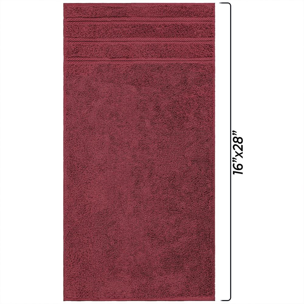 Luxury Burgundy Red Turkish Cotton Hand Towel Set, 16 x 28 inches, 4 Pieces