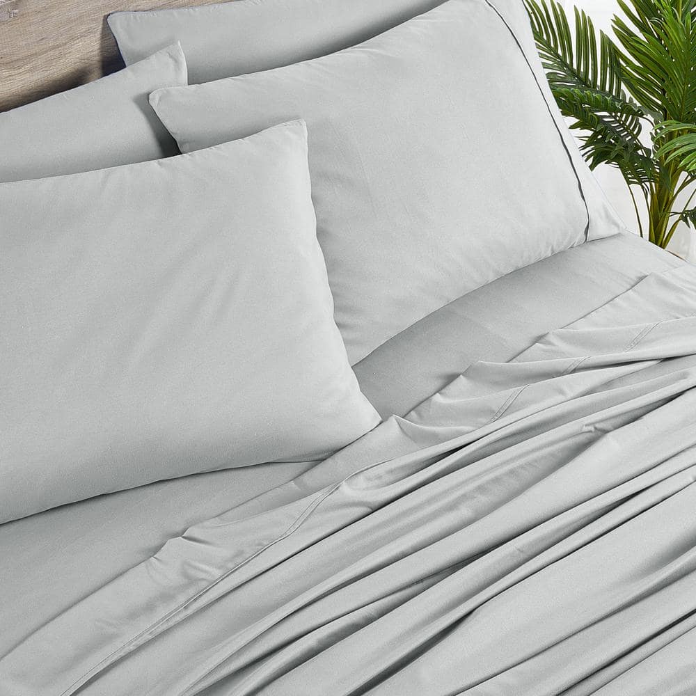 Silver Bamboo Microfiber Full Sheet Set with 4 Pillowcases