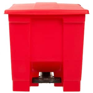 8 Gal. Red Rectangular Touchless Medical/Step-On Plastic Trash Can for Indoor/Outdoor Fully Assembled