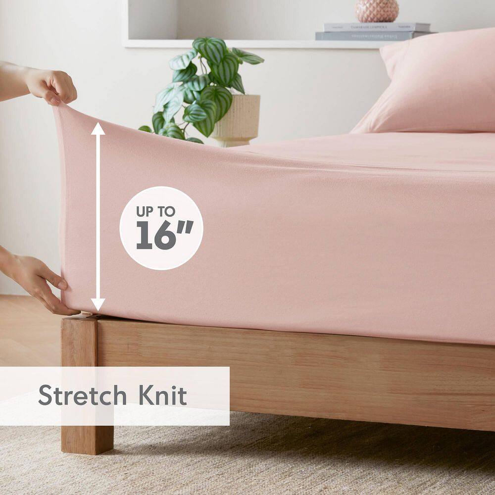 Blush Twin XL Cotton Blend Jersey Knit Sheet Set