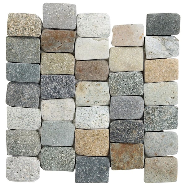 Countryside Pathway Sumatra Blend 6 in. x 0.47 in. Natural Stone Mosaic Wall Tile Sample