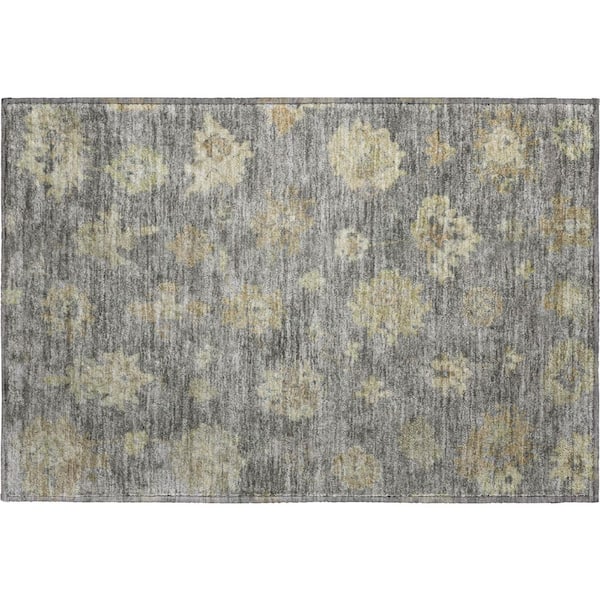 Mayfield Premium Machine Washable Abstract AMF2305 Pewter 2 ft. x 3 ft. Accent Rug