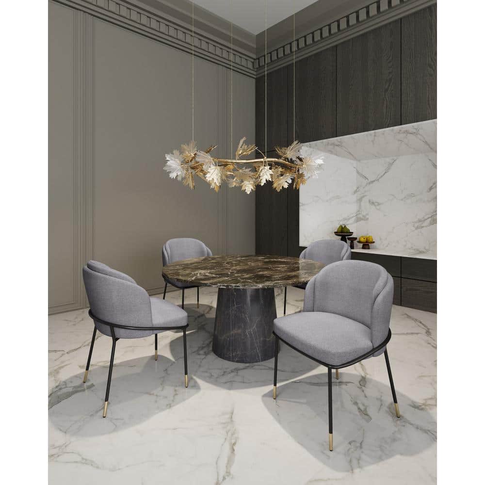High Gray Upholstered Metal Side Chair