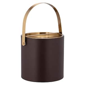 Santa Barbara 3 qt. Chocolate Brown Ice Bucket with Brushed Gold Arch Handle and Bridge Cover