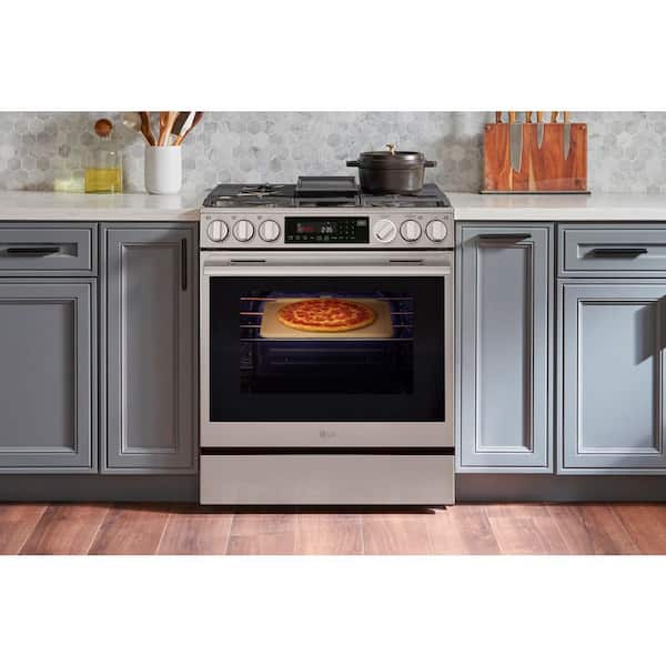 LG Smart Gas 30 in. 5 Burners Slide In Gas Range in Stainless