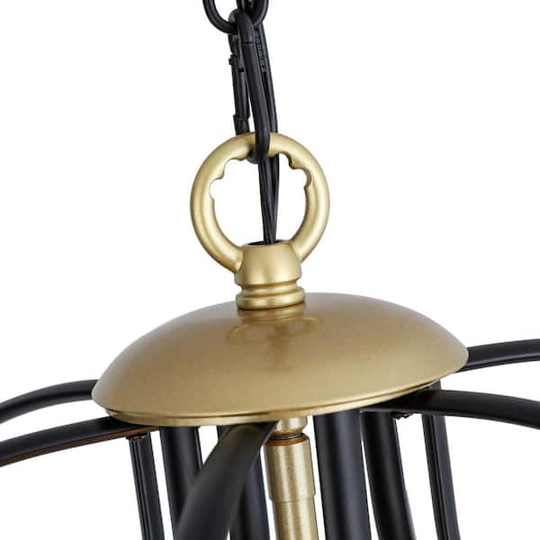 Maxax 4-Light 17.3 in. Black Modern Lantern Dimmable Chandeliers