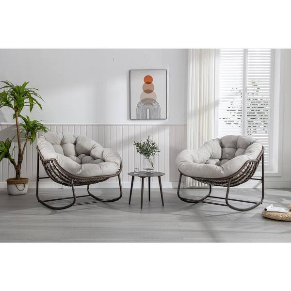 Oyezvary Curved Metal Outdoor Rocking Chair, Meticulously Hand