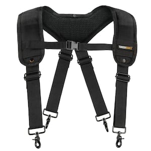 Universal one-size-fits-all Black Comfort Padded Suspenders with ClipTech attachment points and rugged construction