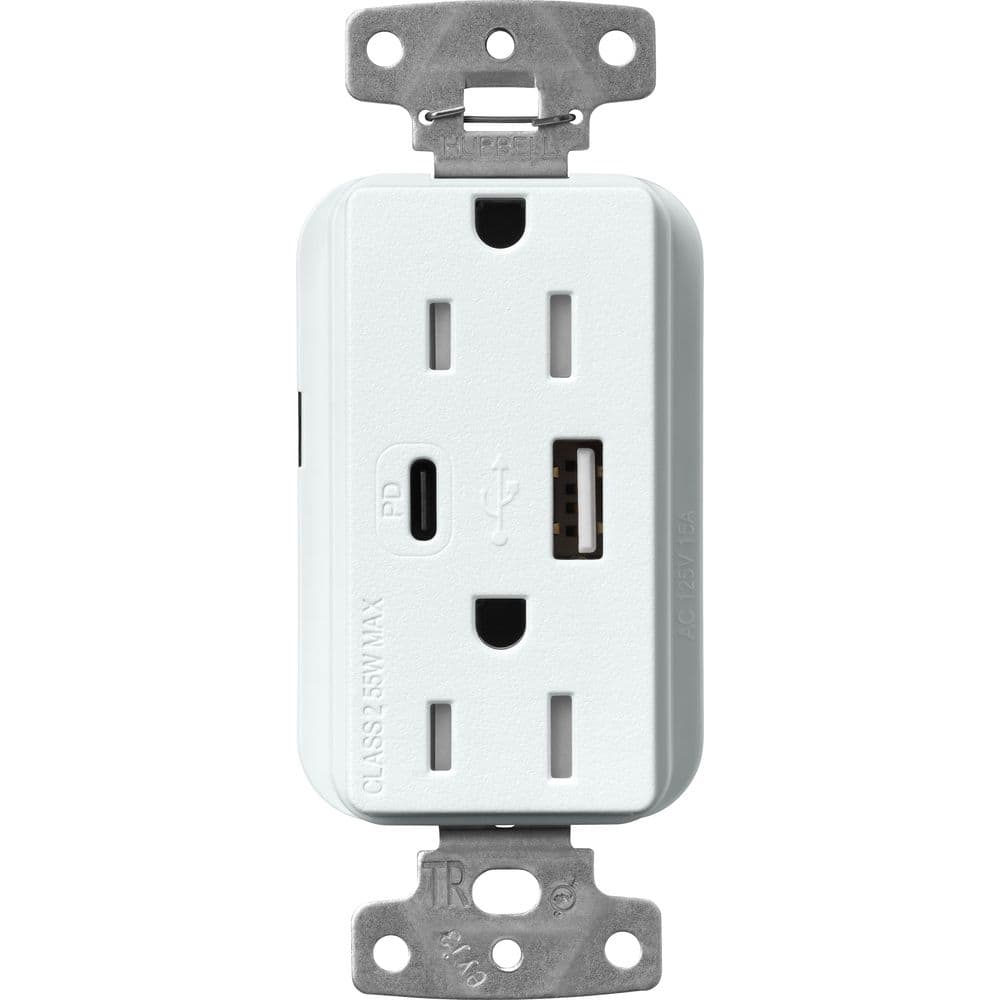 Claro 15 Amp Tamper Resistant USB Type A/C Duplex Receptacle, Decorator Style Outlet Satin Finish, SCR-15-ACTR-GL, White price history on PriceWatchPro