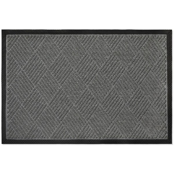 Envelor Indoor Outdoor Doormat Grey 36 in. x 60 in. Chevron Floor Mat
