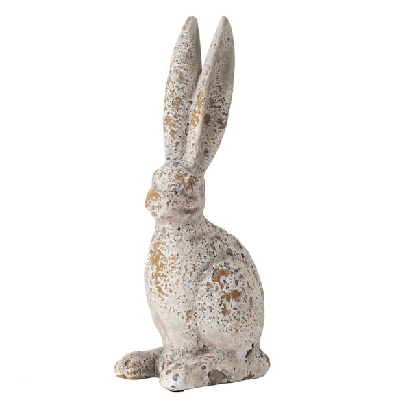 A & B Home Cement Gray Rabbit Table Decor - 13 in. H